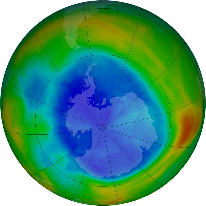 Antarctic ozone map for 08 September 1989